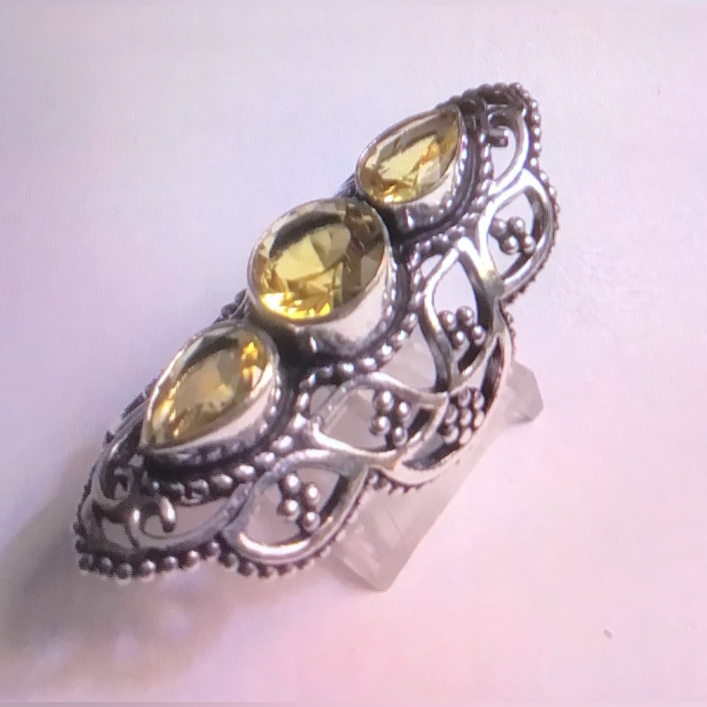 Citrine Stamped 925 Sterling Silver Ring